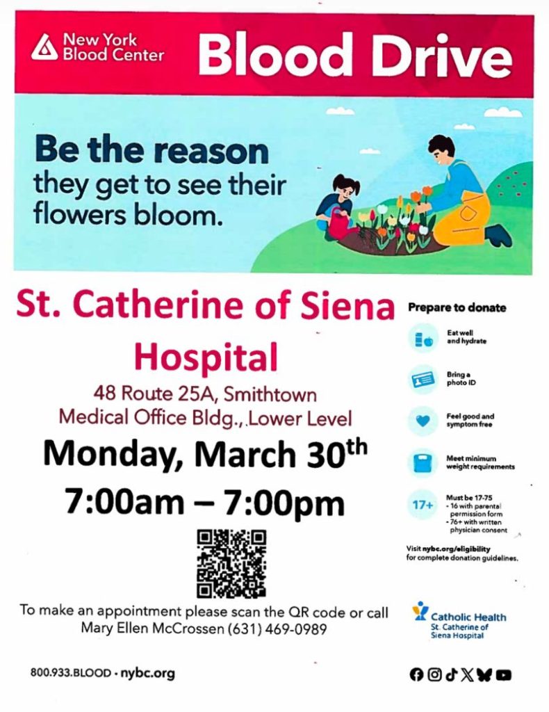 Blood Drive St Catherine of Siena Flyer