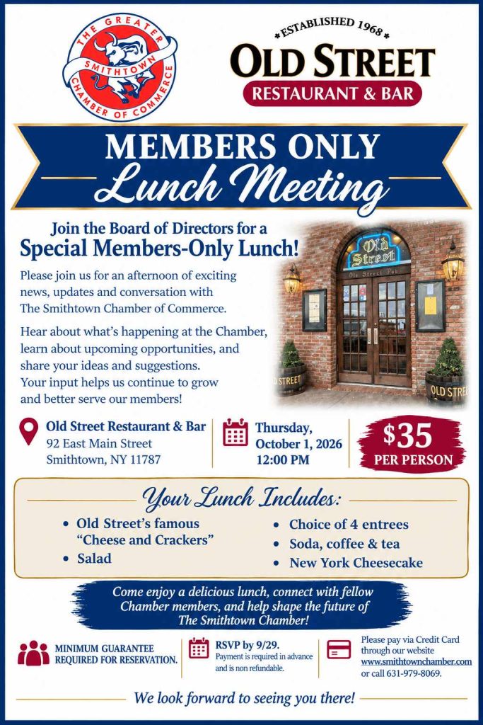 Flyer for lunch at Old Street Restaurant on October 1, 2026.
